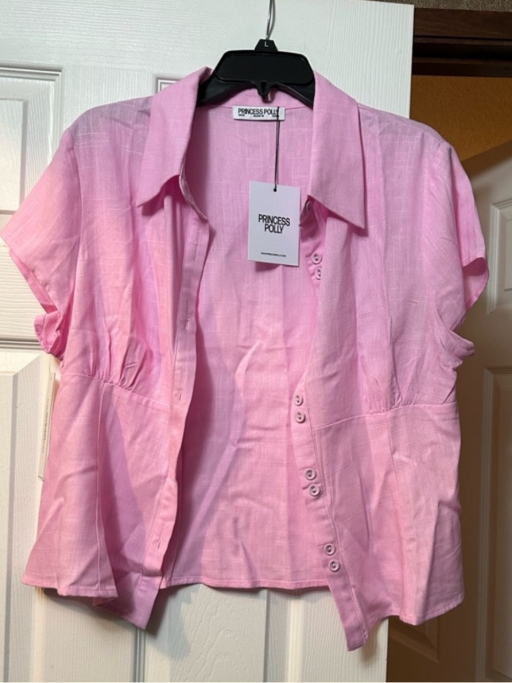 Princess Polly Light Pink Collared Button Shirt